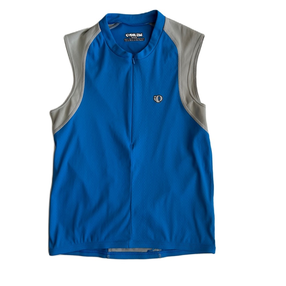 Pearl Izumi Men's Blue Gray‎ Sleeveless Half Zip Cycling Jersey Medium